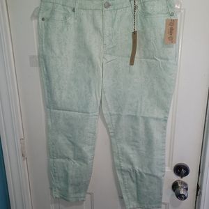 NWT Nine West Vintage America Green Pattered Pant Size 16r